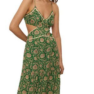 Ba&sh Green Maxi Summer Cutout Dress Size Small